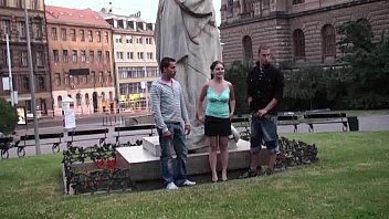 Group of teens PUBLIC street sex by a famous statue PART 1